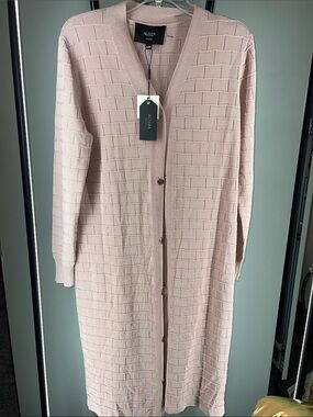 Aleeza Paris Blush Knit Long Button-Front Cardigan